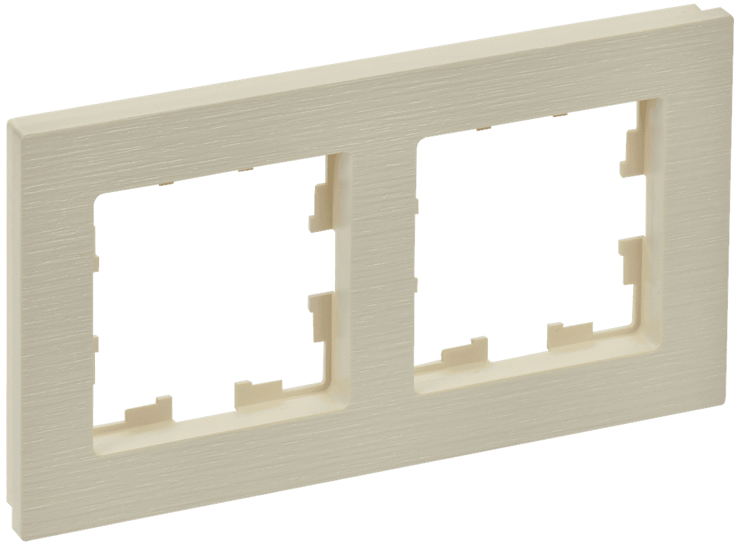 BRITE Рамка 2 поста РУ-2-Бр бежевый рифленый IEK