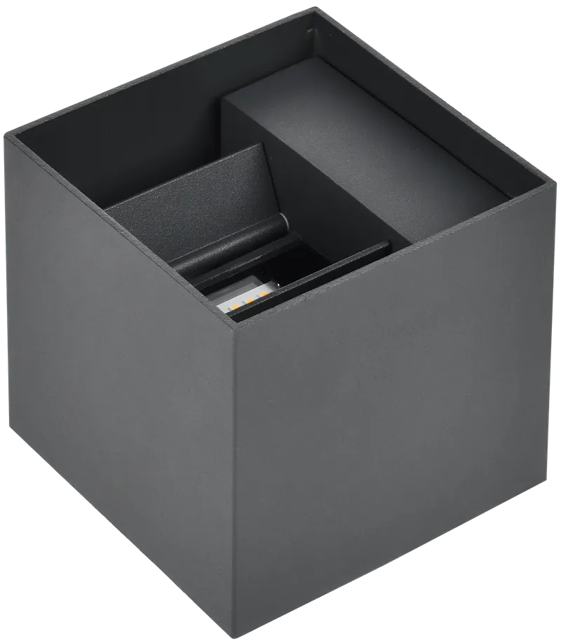 Светильник уличный декоративный для наружного освещения светодиодный квадрат вверх/вниз 5111 настенный 6Вт 4000К IP65 серый