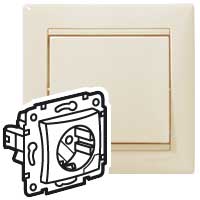 VALENA Розетка с заземлением с механической системой выталкивания вилки кремовая