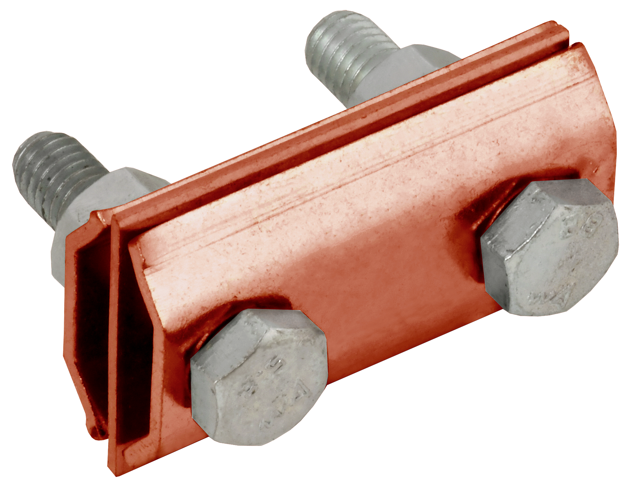 Зажим соединительный двойной сквозной пруток-пруток 8мм медь