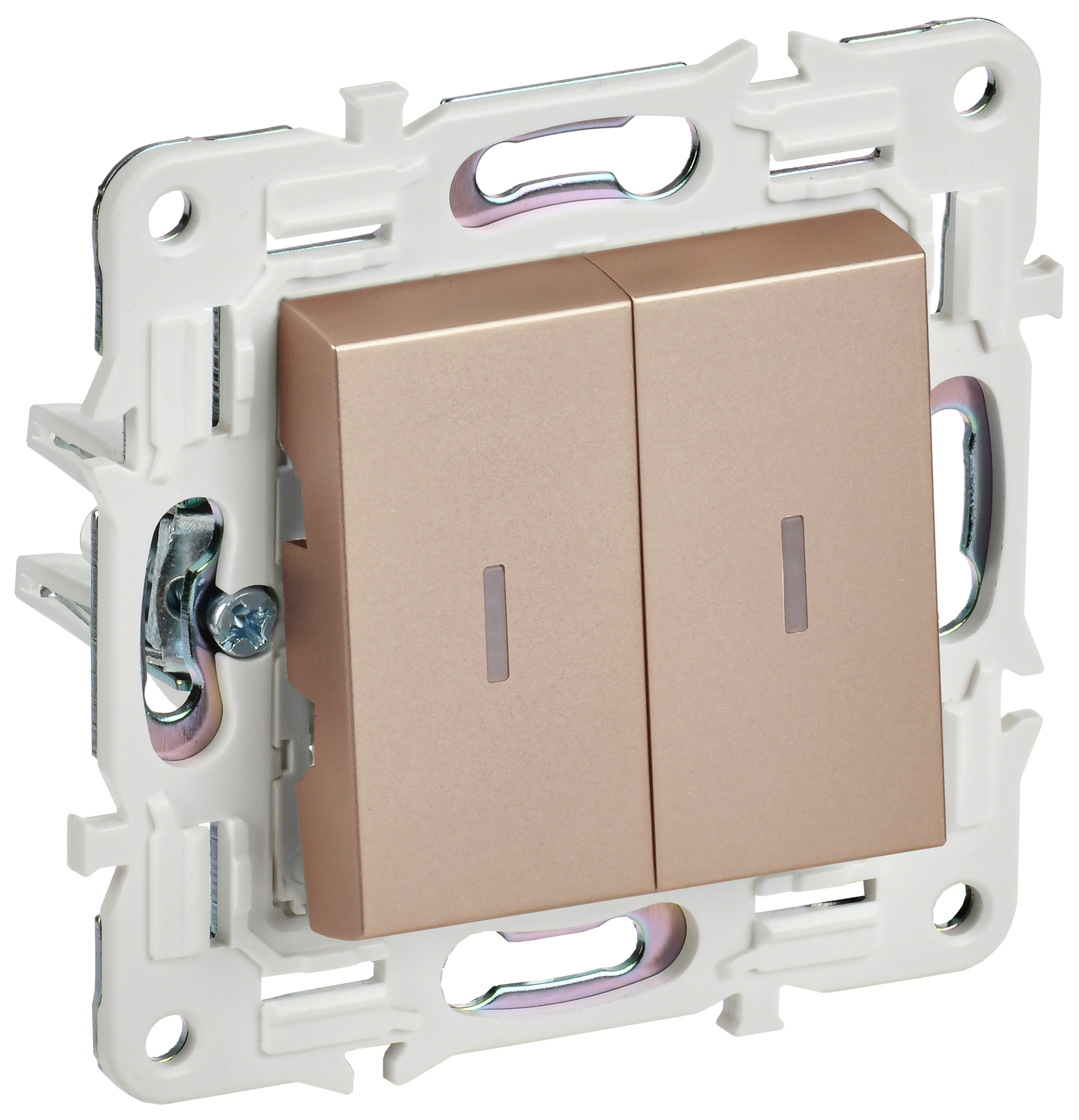 SKANDY Выключатель 2-клавишный проходной с индикацией 10А SK-V10Sa песочный IEK