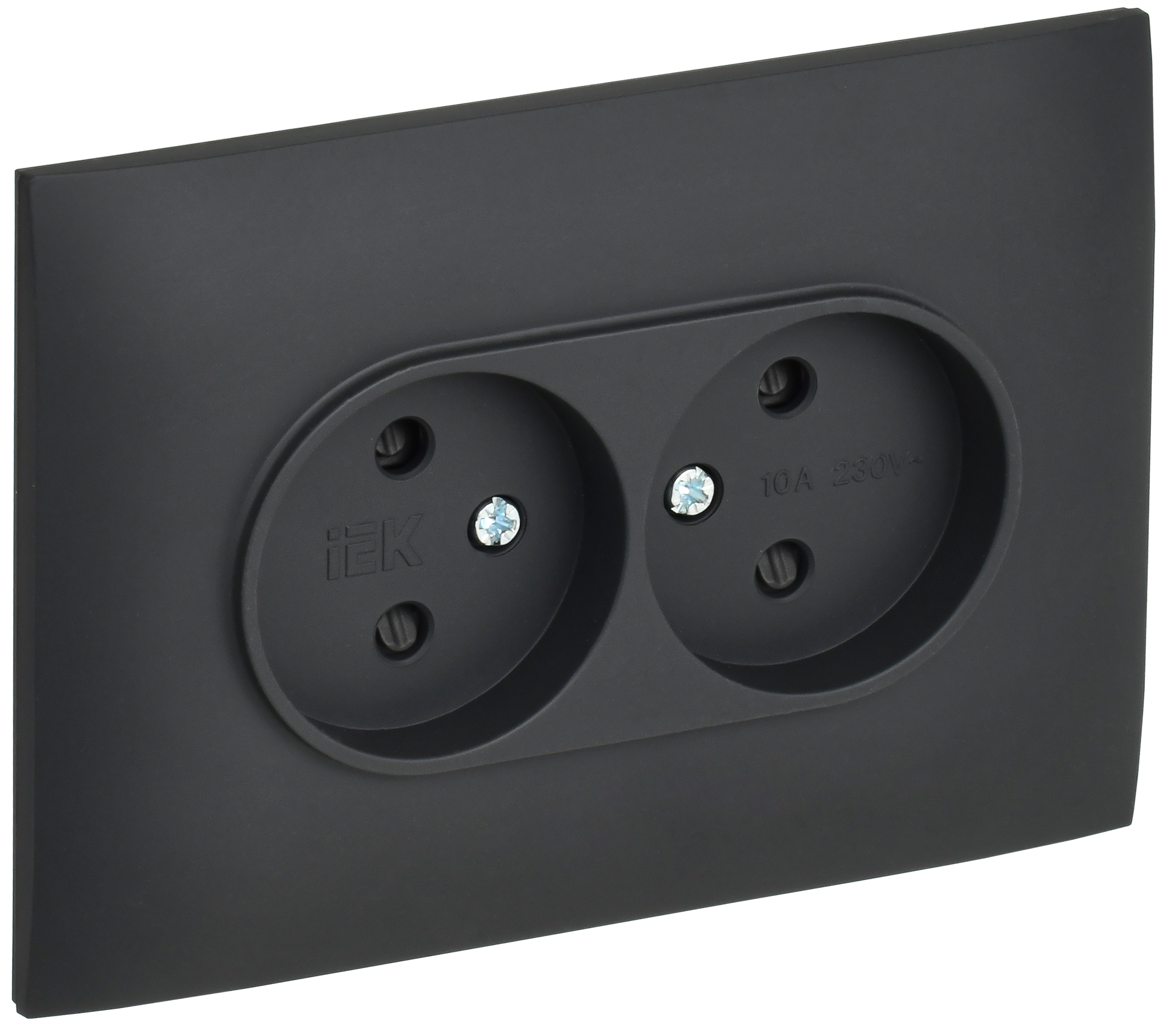SKANDY Розетка 2-местная без заземления с защитными шторками 10А в сборе SK-R09G графит IEK