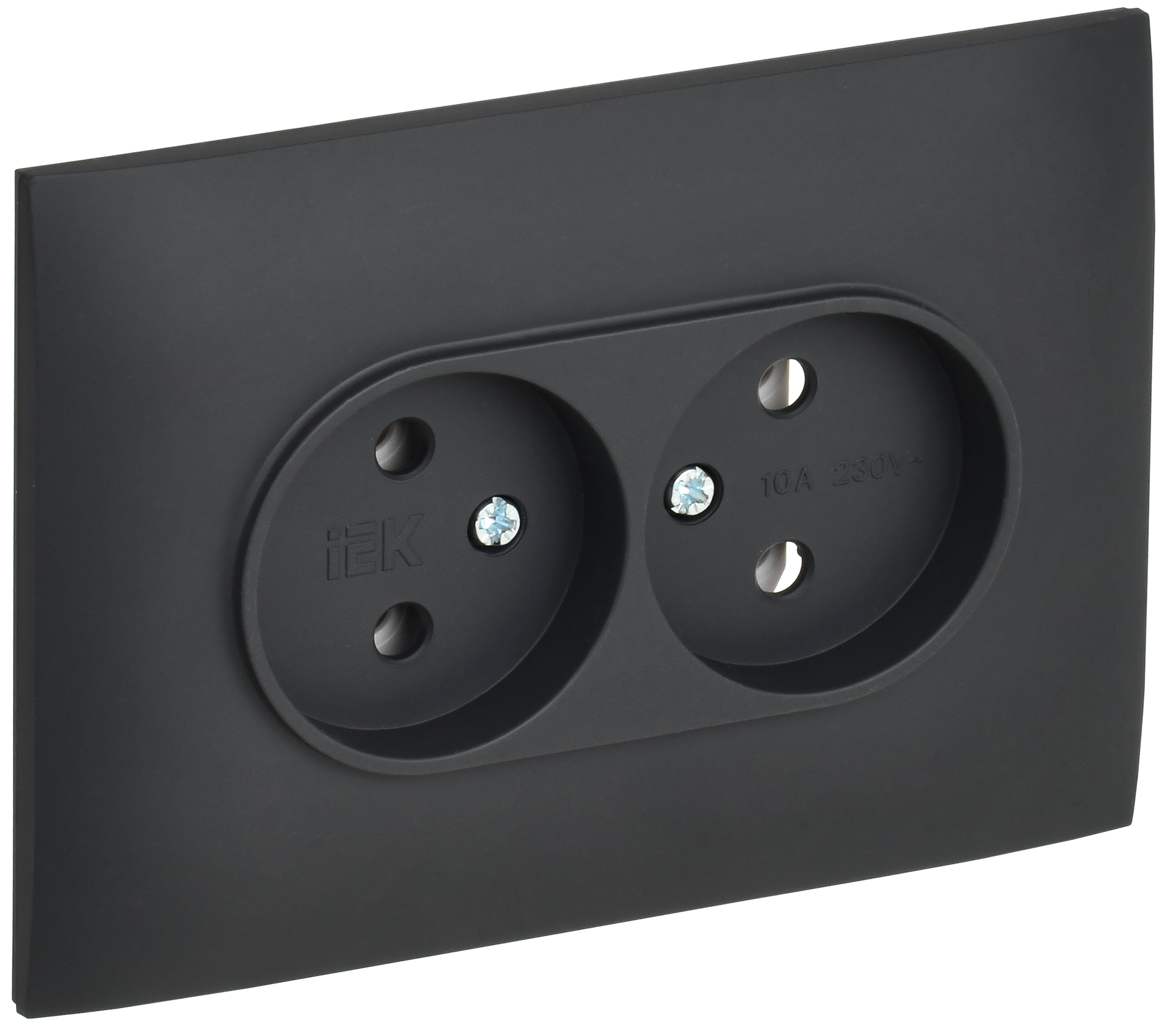 SKANDY Розетка 2-местная без заземления без защитных шторок 10А в сборе SK-R10G графит IEK
