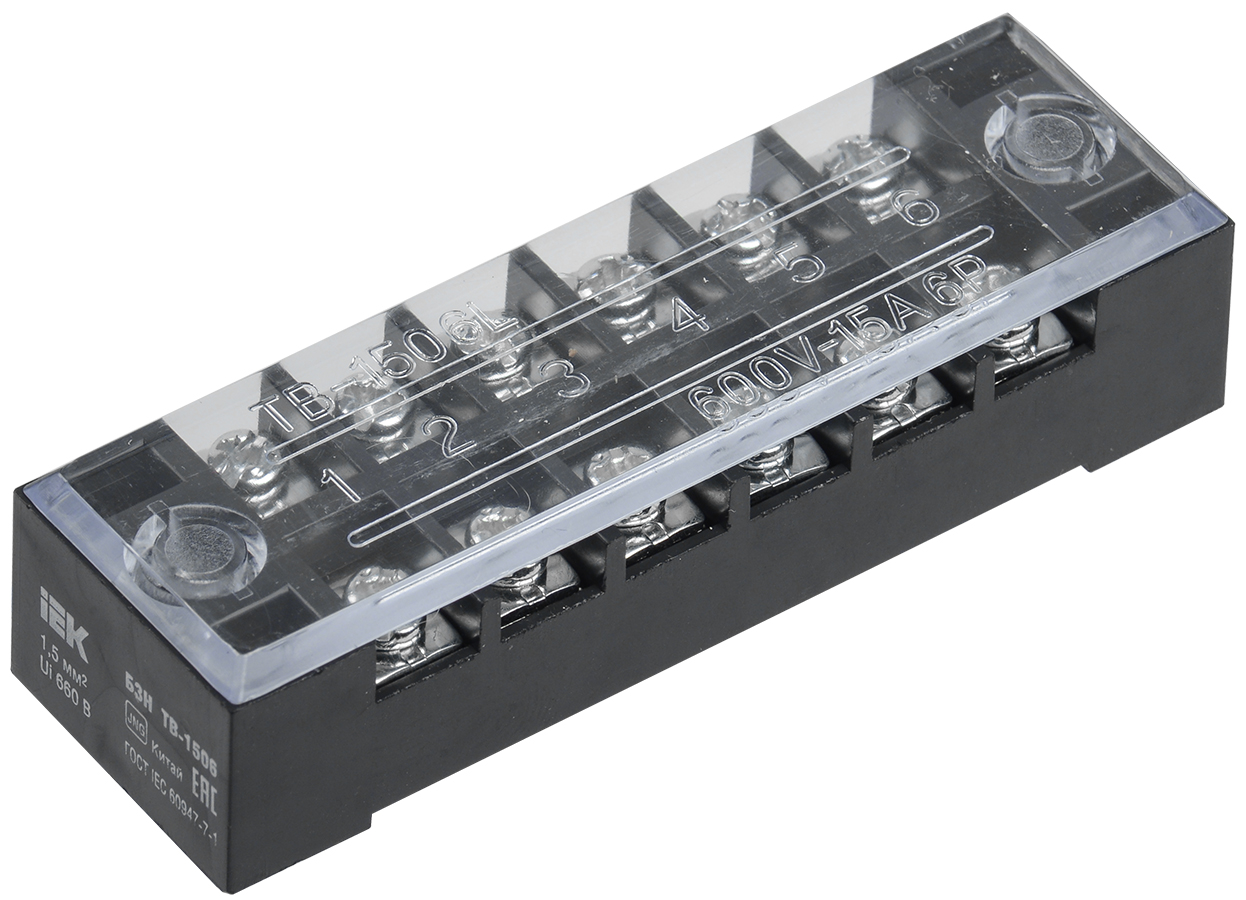 Блок зажимов БЗН ТВ-1506 1,5 мм2 15A 6 пар
