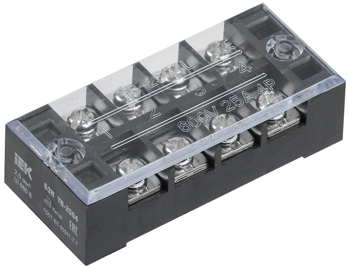 Блок зажимов БЗН ТВ-2504 2,5 мм2 25A 4 пары