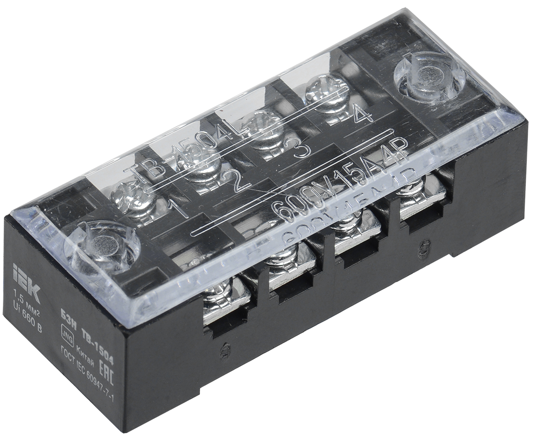 Блок зажимов БЗН ТВ-1504 1,5 мм2 15A 4 пары