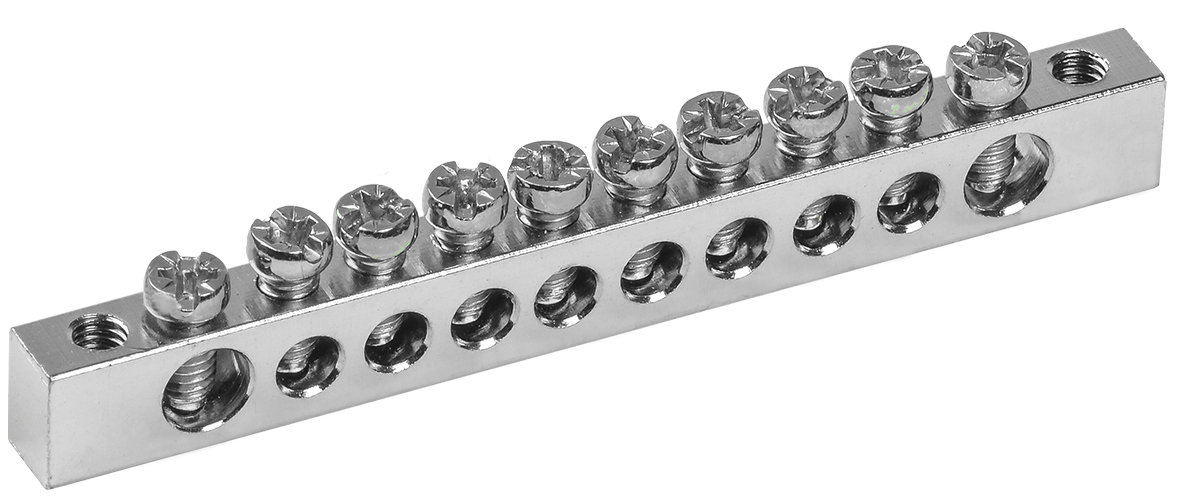 Шина PEN ''земля-ноль'' 6х9мм 10/2 Ni (10групп/крепеж по краям)