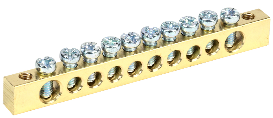 Шина PEN земля-ноль 6х9мм 10/2 (10групп/крепеж по краям)