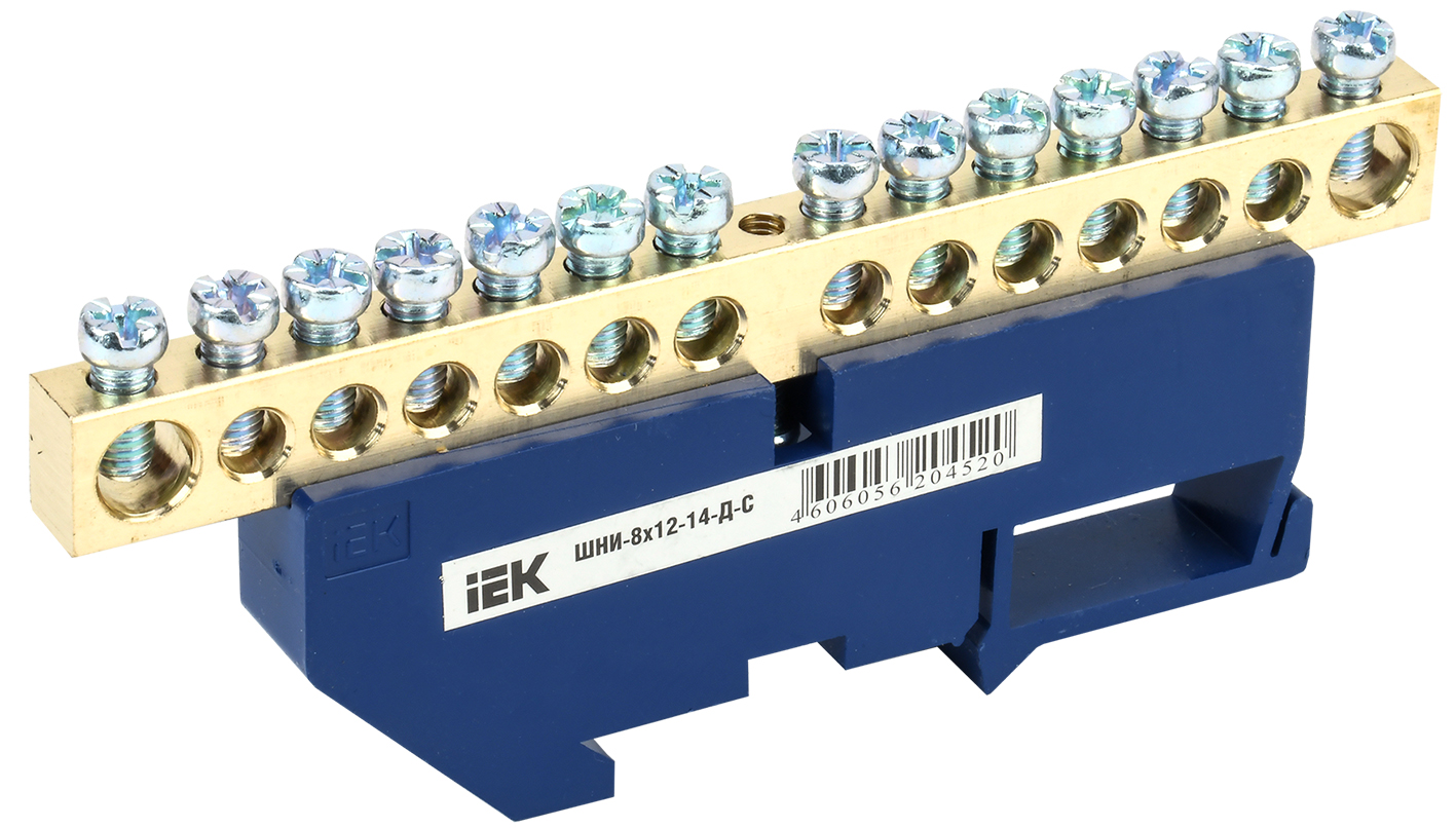Шина N ноль на DIN-изоляторах ШНИ-8х12-14-Д-С