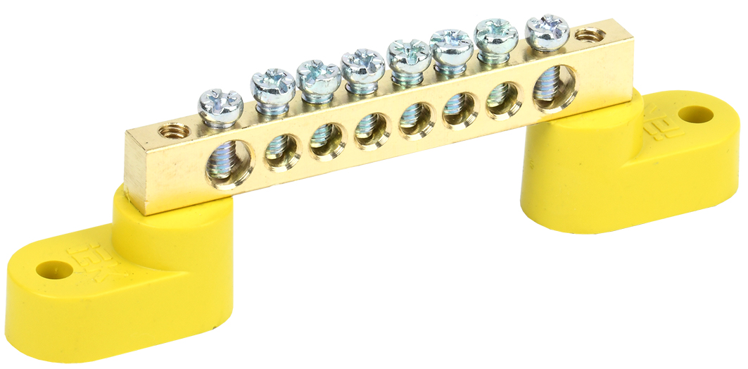 Шина PE земля на двух угловых изоляторах ШНИ-6х9-8-У2-Ж