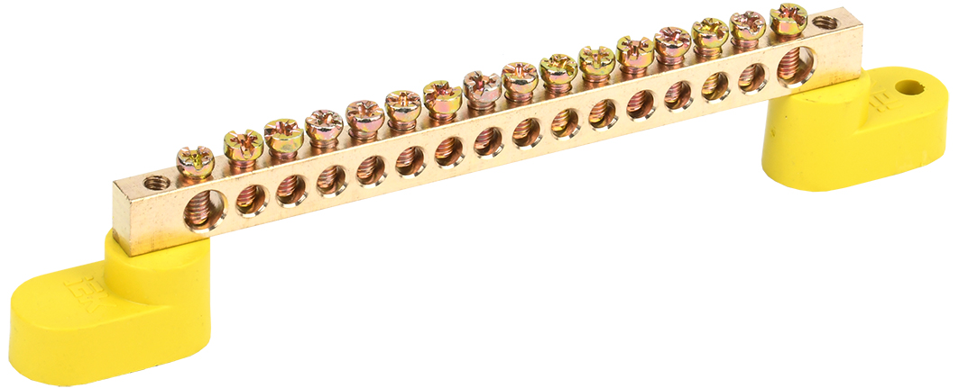 Шина PE земля на двух угловых изоляторах ШНИ-6х9-16-У2-Ж