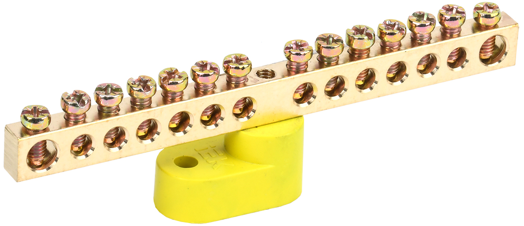 Шина PE земля на одном угловом изоляторе ШНИ-6х9-14-У1-Ж