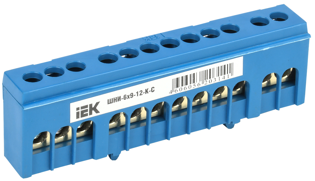 Шина N ноль корпусный изолятор на DIN-рейку ШНИ-6х9-12-К-С
