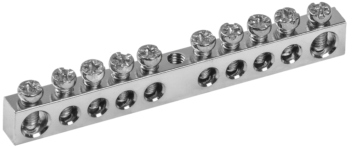 Шина PEN ''земля-ноль'' 6х9мм 10/1 Ni (10групп/крепеж по центру)