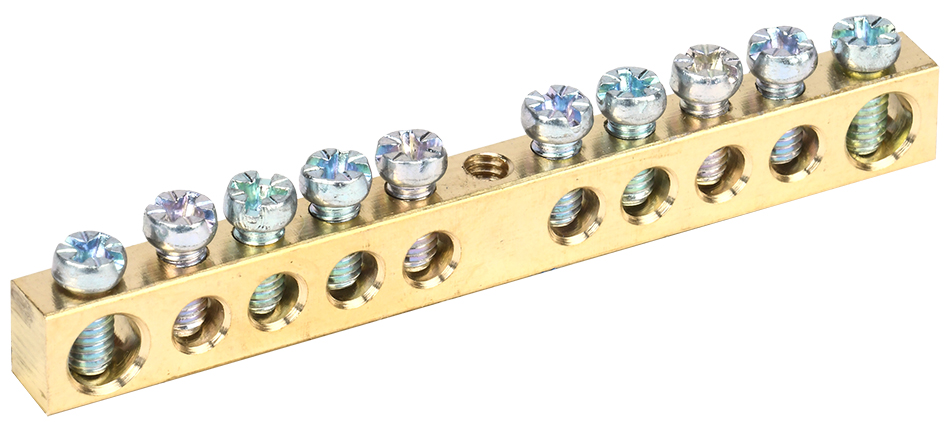 Шина PEN земля-ноль 6х9мм 10/1 (10групп/крепеж по центру)