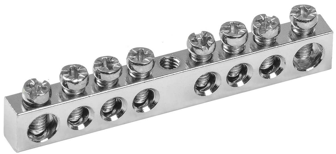 Шина PEN ''земля-ноль'' 6х9мм 8/1 Ni (8групп/крепеж по центру)