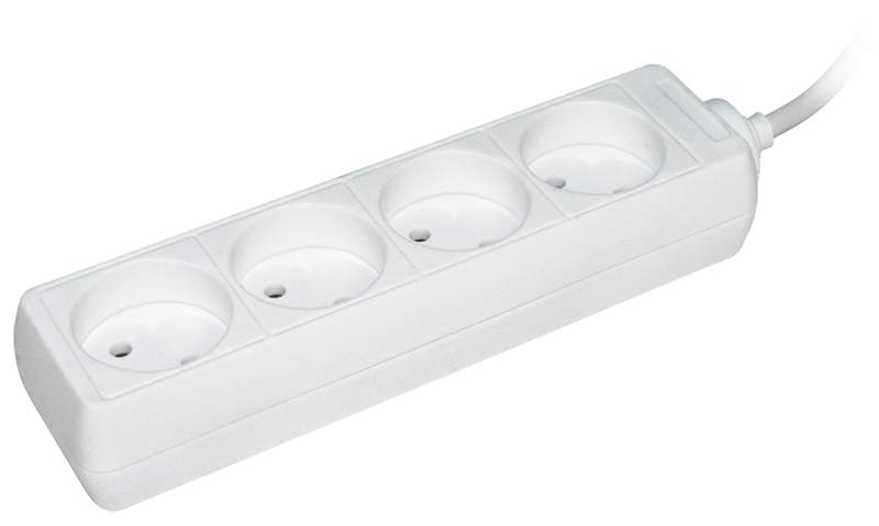 Удлинитель бытовой 4 розетки шнур 3м без заземления 16А