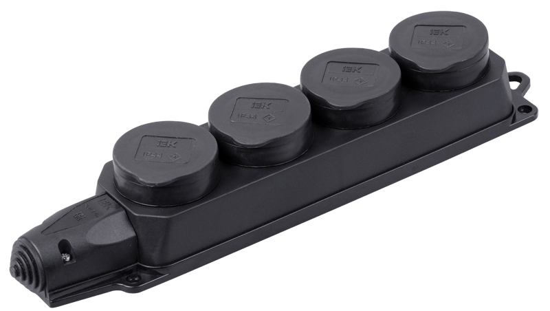 Розетка каучук четырехместная с защитными крышками IP44 ОМЕГА