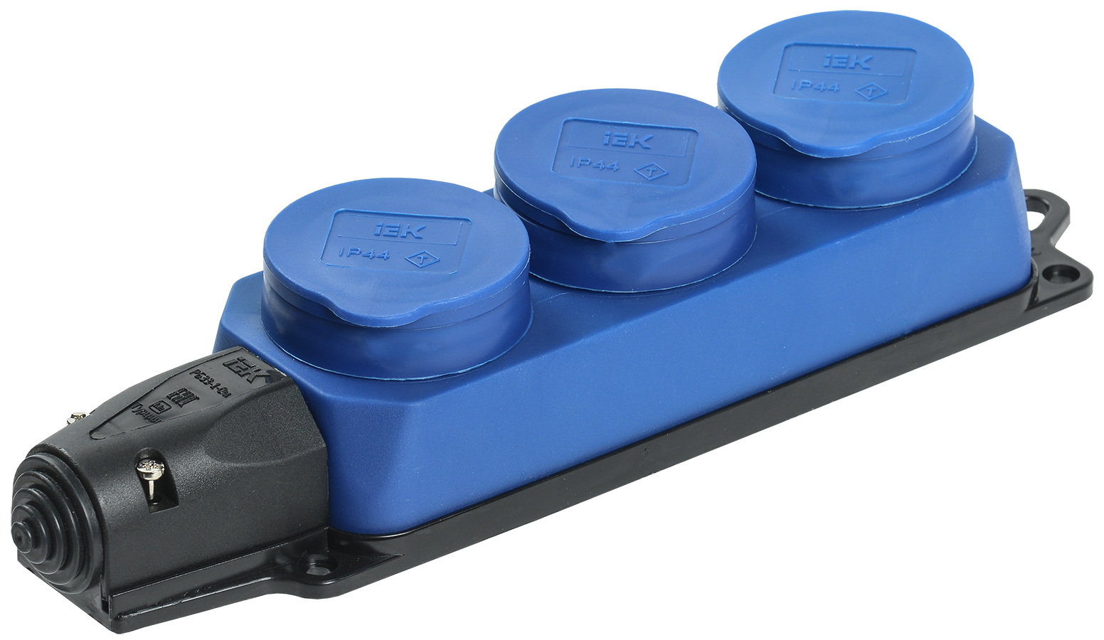 Розетка трехместная ОМЕГА IP44 синяя РБ33-1-0м