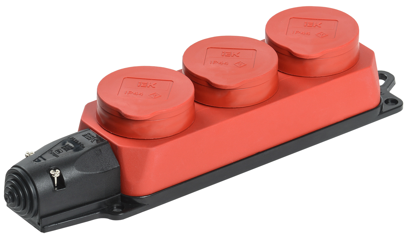 Розетка трехместная ОМЕГА IP44 красная РБ33-1-0м