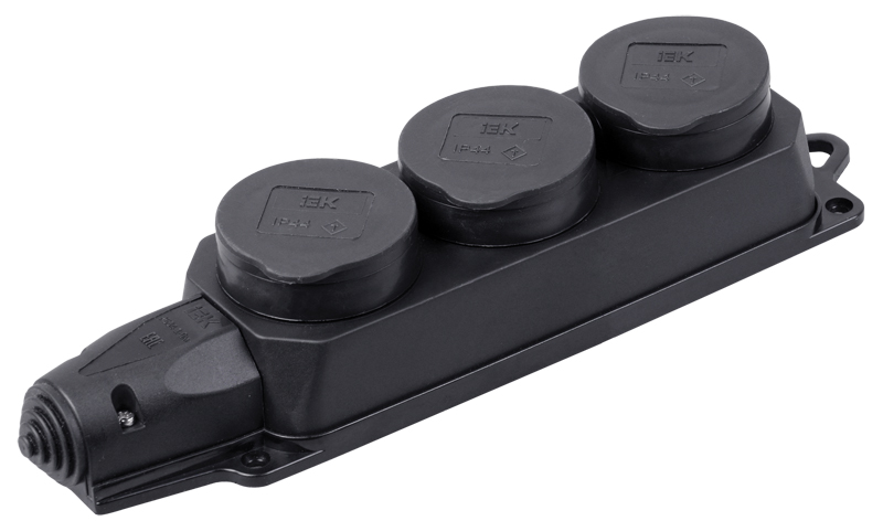 Розетка каучук тройная с защитными крышками IP44 ОМЕГА