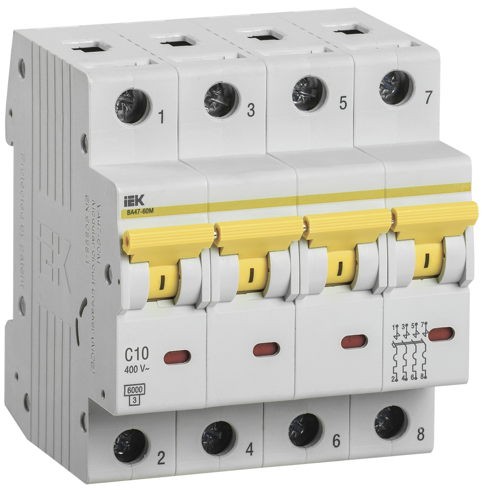 Выключатель автоматический ВА47-60M 4Р 10А 6кА С