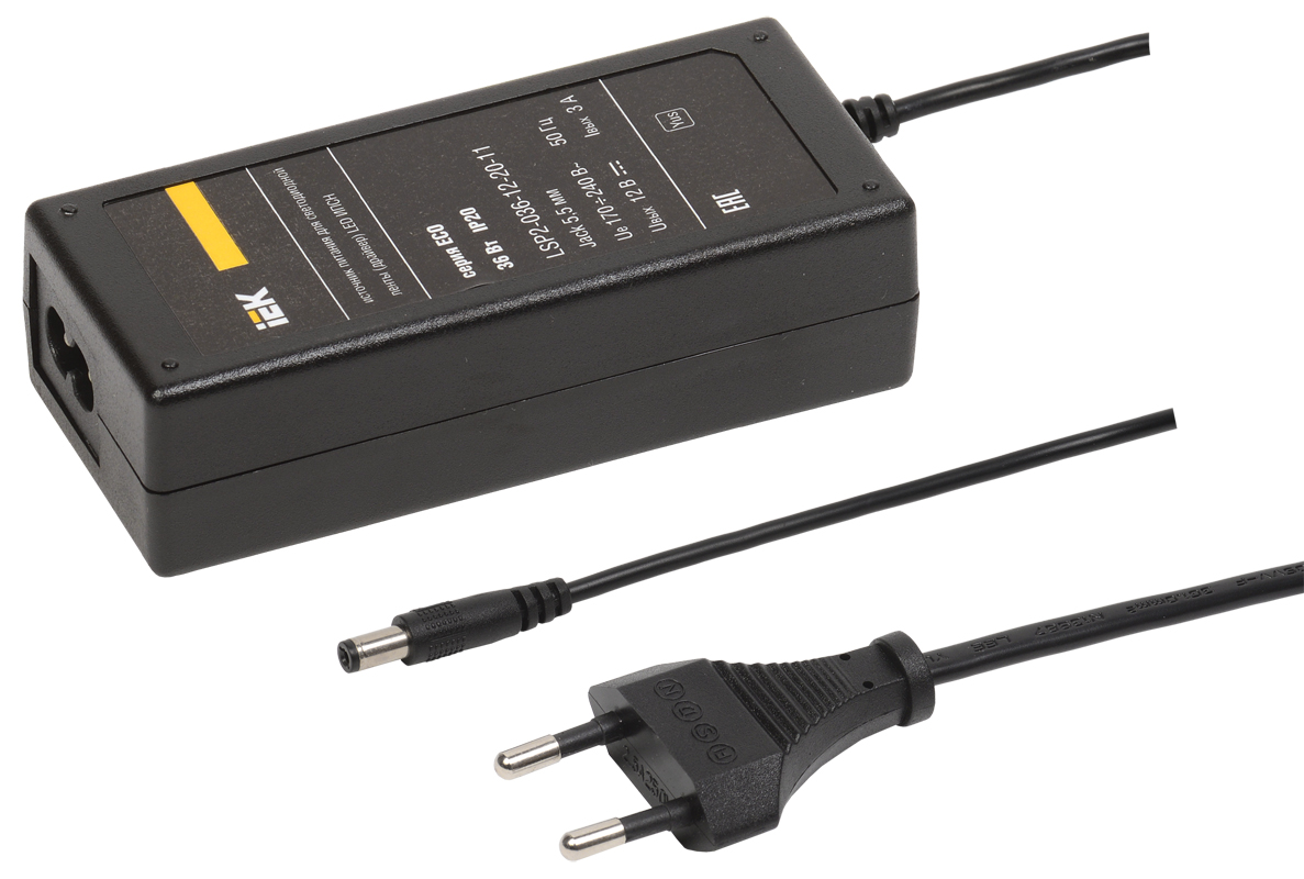 Драйвер LED ИПСН 36Вт 12 В сетевая вилка-блок -JacK 5,5 мм IP20 -eco