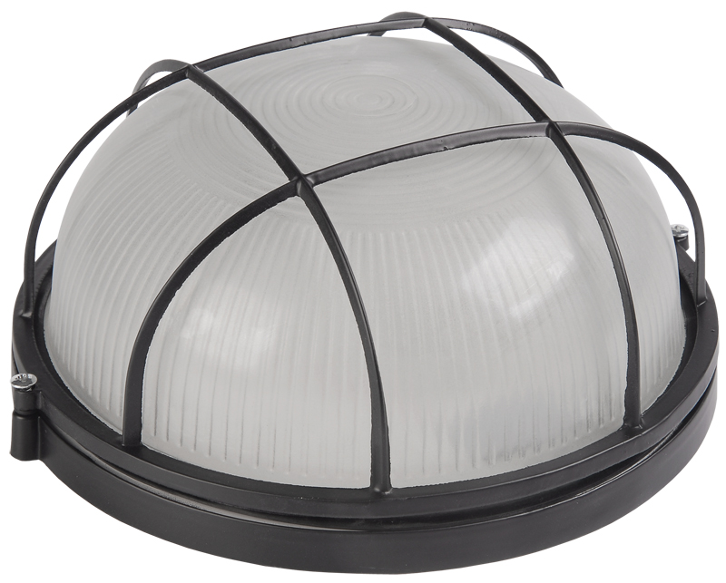 Светильник НПП1302 черный/круг с решеткой 60 Вт IP54