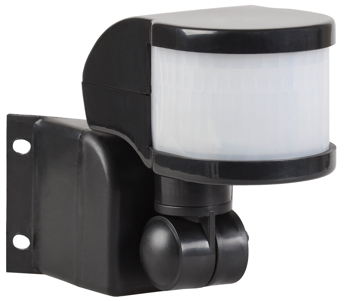 Датчик движения ДД 018В черный, максимальная нагрузка 1100 Вт, угол обзора 270 градусов, дальность 12м, IP44