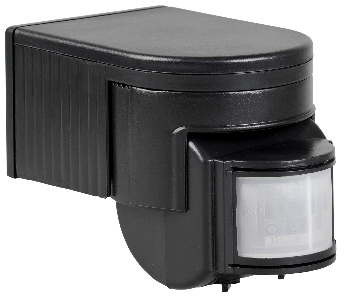 Датчик движения ДД 012 черный, максимальная нагрузка 1100 Вт, угол обзора 180 градусов, дальность 12м, IP44