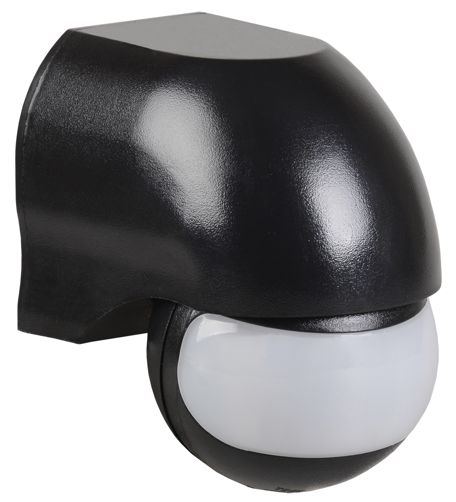 Датчик движения ДД 010 черный, максимальная нагрузка 1100 Вт, угол обзора 180 градусов, дальность 10м, IP44