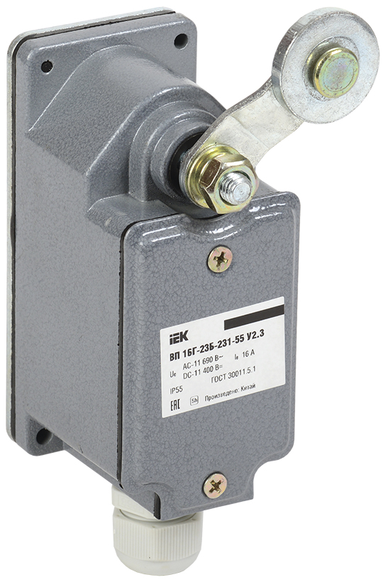 Выключатель концевой ВП 16Г-23Б-231-55 У2.3, рычаг с роликом, ход вправо, cамовозврат, 1з+1р, IP55