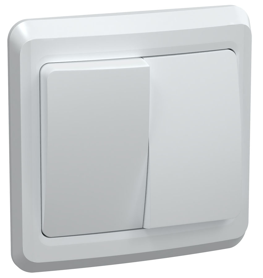 VEGA Выключатель 2-клавишный 10А ВС10-2-0-ВБ белый GENERICA