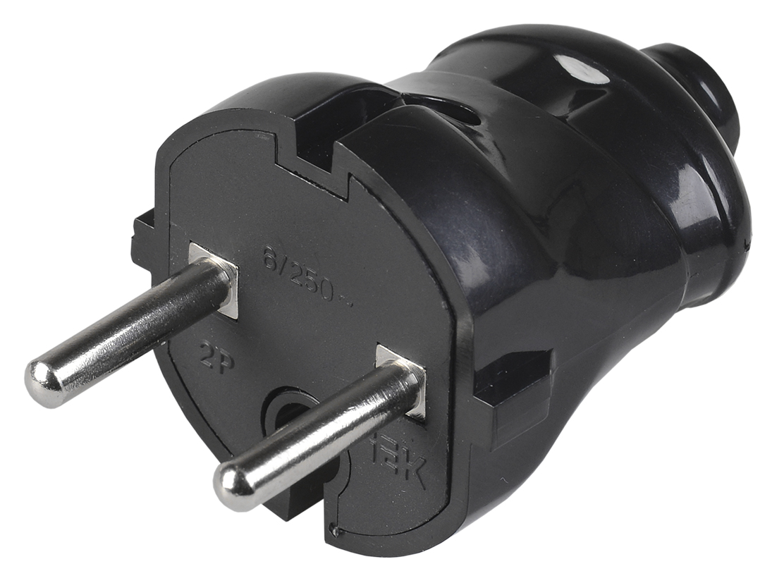 Вилка штепсельная черная 6 А