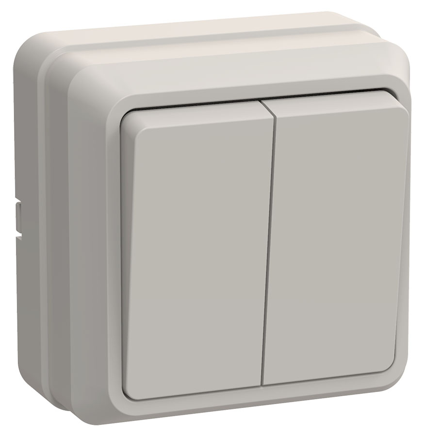 OKTAVA Выключатель 2-клавишный для открытой установки 10А ВС20-2-0-ОКм кремовый GENERICA