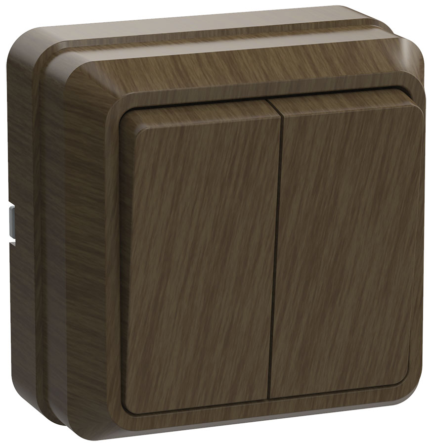 OKTAVA Выключатель 2-клавишный для открытой установки 10А ВС20-2-0-ОД дуб GENERICA