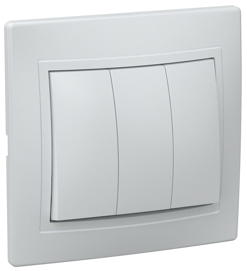 KVARTA Выключатель 3-клавишный 10А ВС10-3-0-ККм кремовый GENERICA