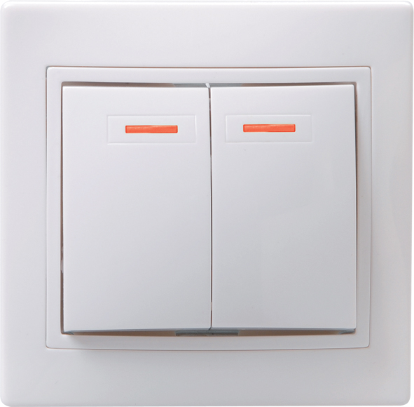 KVARTA Выключатель 2-клавишный с индикацией 10А ВС10-2-1-КБ белый GENERICA