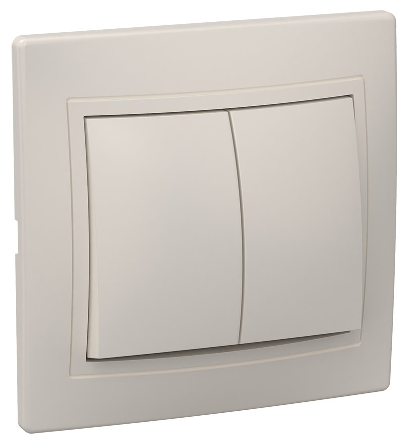 KVARTA Выключатель 2-клавишный 10А ВС10-2-0-ККм кремовый GENERICA