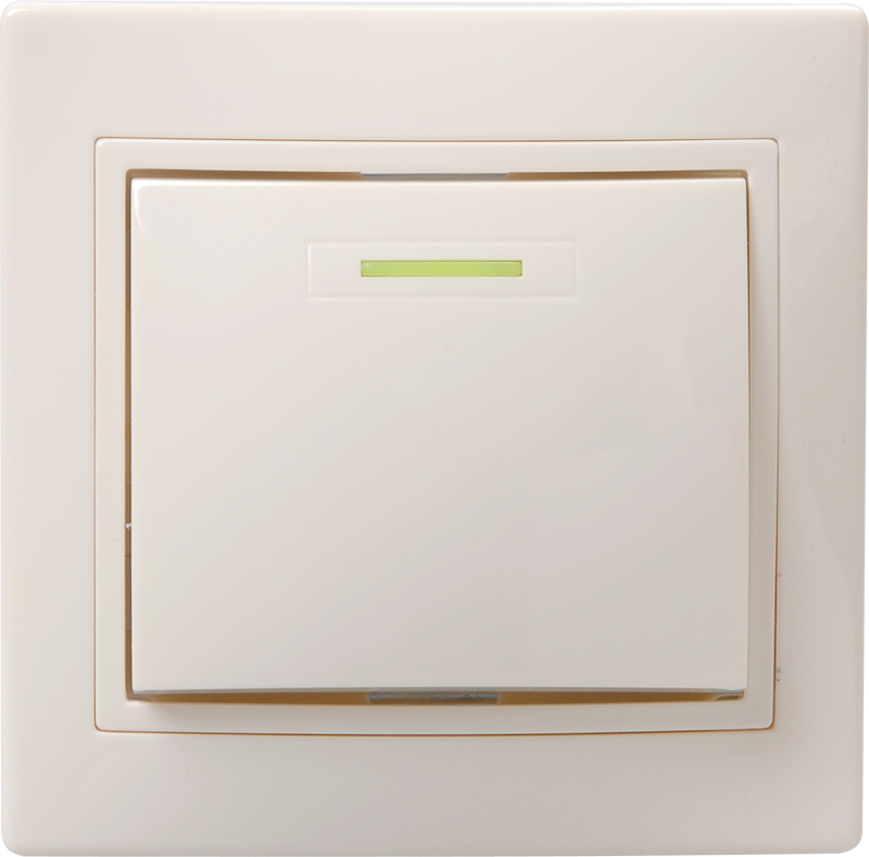 KVARTA Выключатель 1-клавишный с индикацией 10А ВС10-1-1-ККм кремовый GENERICA