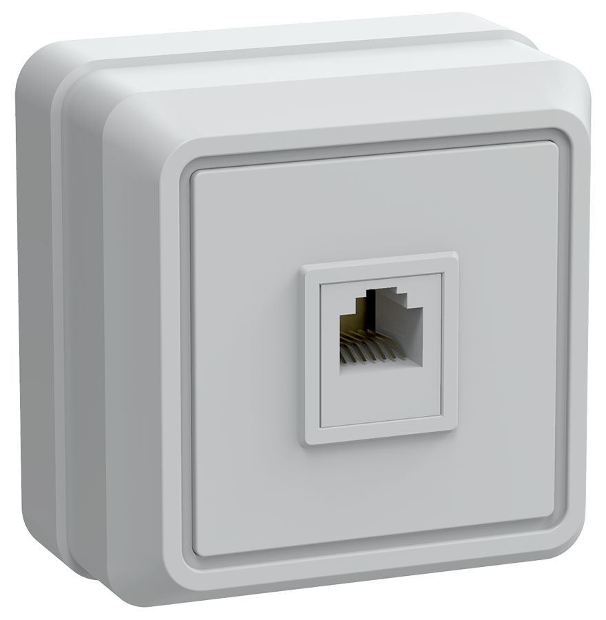 OKTAVA Розетка 1-местная телефонная RJ11 для открытой установки РТ20-ОБ белый GENERICA