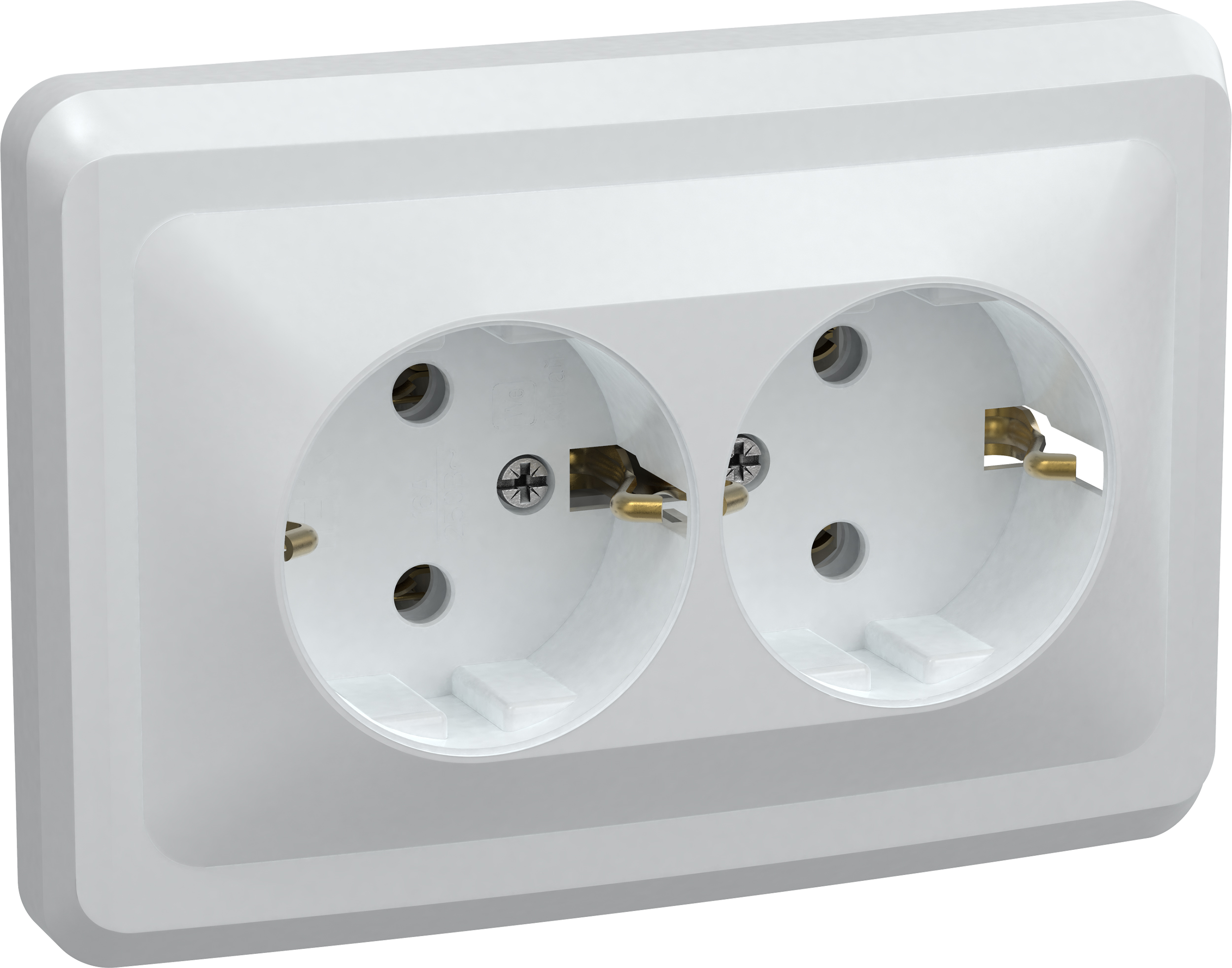 VEGA Розетка 2-местная с заземлением без защитных шторок 16А РС12-3-ВБ белый GENERICA