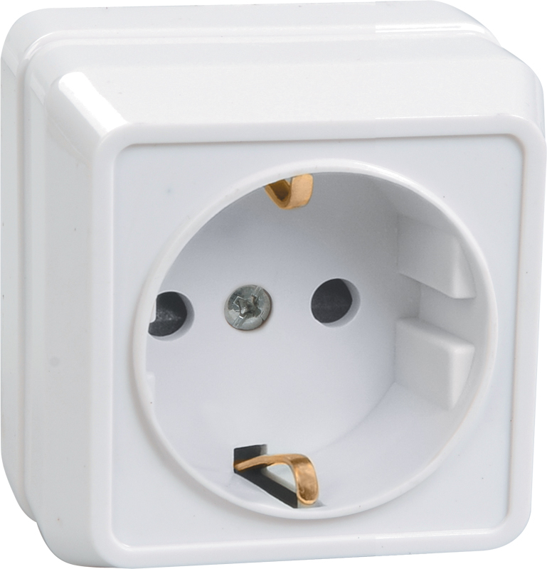 OKTAVA Розетка 1-местная с заземлением для открытой установки 16А РС20-3-ОБ белый GENERICA