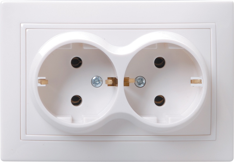 KVARTA Розетка 2-местная с заземлением без защитных шторок 16А РС12-3-КБ белый GENERICA