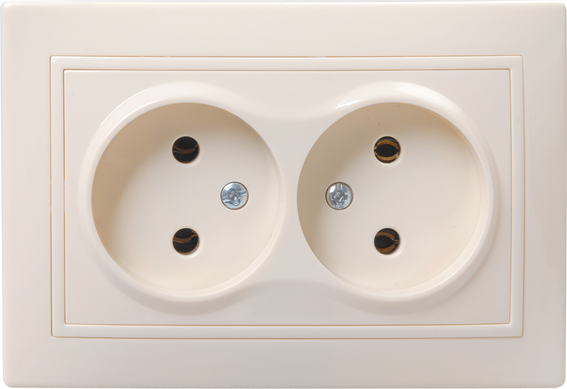 KVARTA Розетка 2-местная без заземления без защитных шторок 10А кер. РС12-2-Км кремовый GENERICA