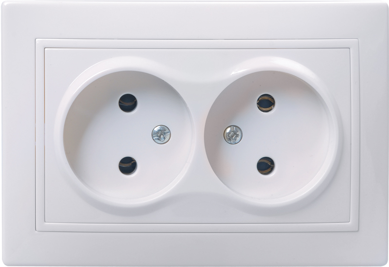 KVARTA Розетка 2-местная без заземления без защитных шторок 10А РС12-2-КБ белый GENERICA