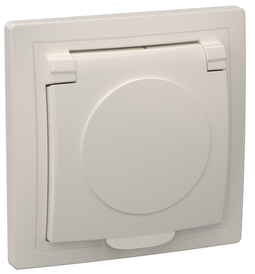 KVARTA Розетка 1-местная с заземлением крыш. 16А РСб10-3-ККм кремовый GENERICA