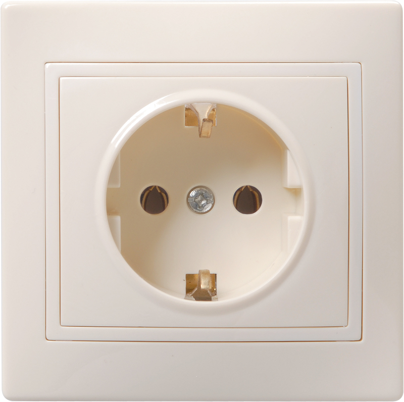 KVARTA Розетка 1-местная с заземлением без защитных шторок 16А кер РС10-3-Км кремовый GENERICA