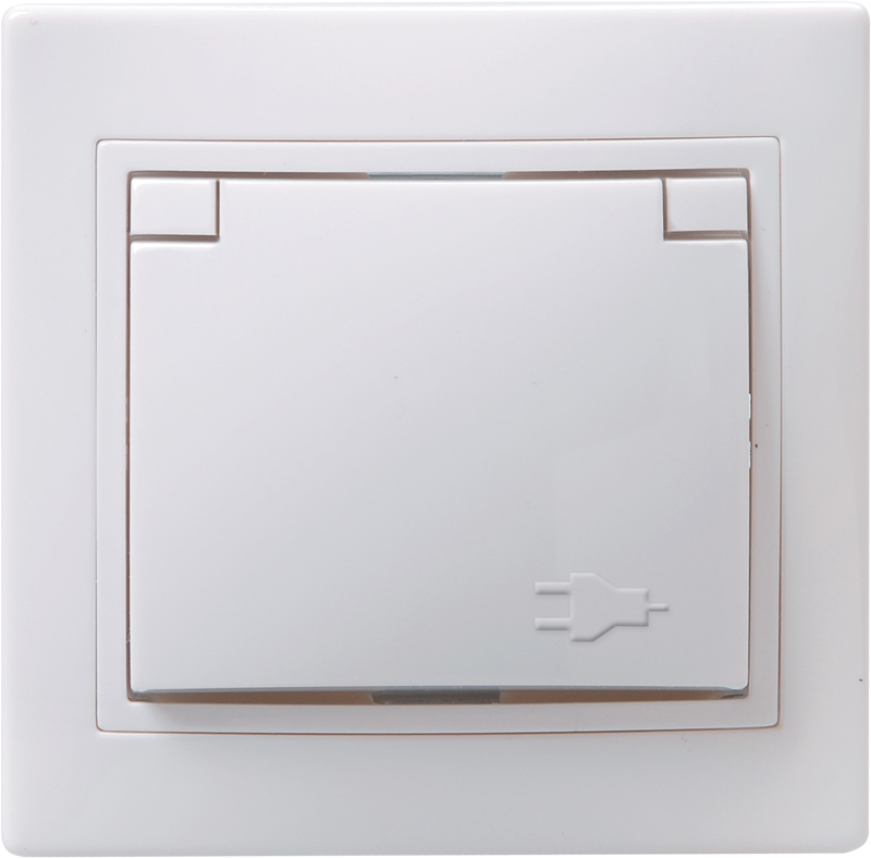 KVARTA Розетка 1-местная с заземлением с защитными шторками с крышкой 16А РСбш10-3-КБ белый GENERICA