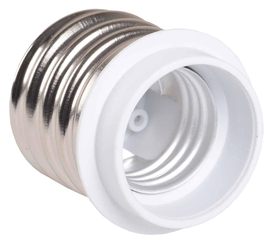 Переходник ПР40-27-К02 пластик, Е40-Е27, белый, индивидуальный пакет